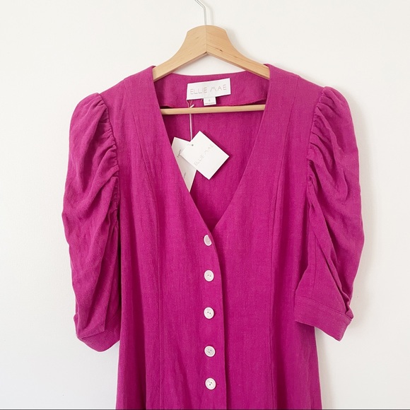 Ellie Mae Studios Fayette dress in magenta with puffy sleeves , size 4 - Picture 10 of 12